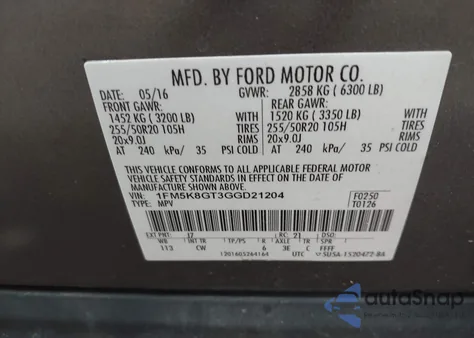 2016 Ford Explorer Sport z USA, uszkodzony, nr VIN 1FM5K8GT3GGD21204